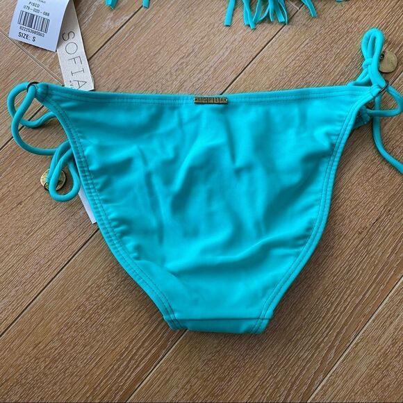 SOFIA By Vix-Teal Fringe Top and Side Tie Bottoms Bikini (Size:Small) - Picture 9 of 15